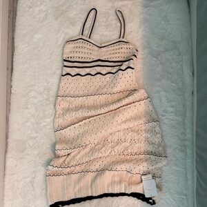 Commense Cream and Black Knit Crochet Dress